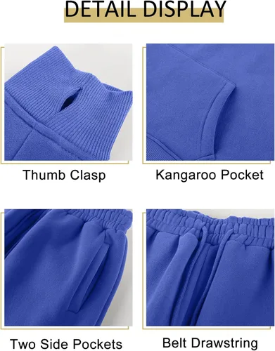 Miniatura 48 de Kissonic Conjunto deportivo de forro polar para mujer, 2 piezas, sudadera con capucha y pantalones deportivos