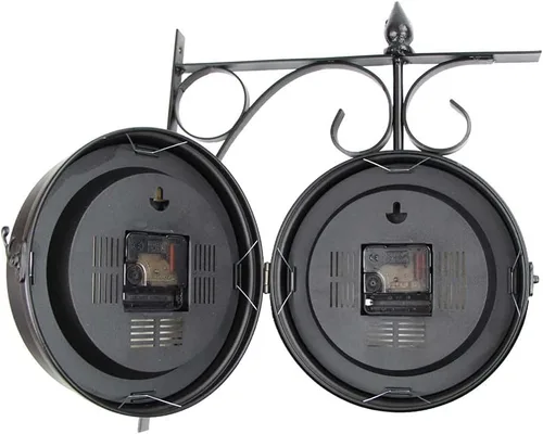 Miniatura 6 de Reloj de pared, reloj de doble cara Paddington Station Reloj de pared de metal giratorio de 360°