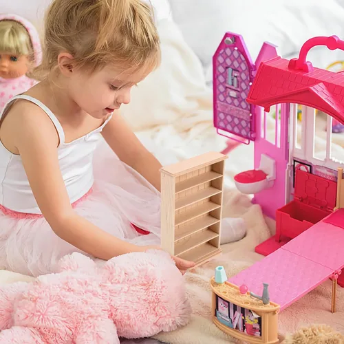 Miniatura 2 de HANABASS Estantería de madera para casa de muñecas en miniatura de 12 escalas, para decoración de muebles de casa de muñecas y accesorios de micro
