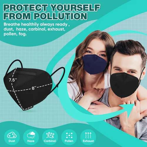 Miniatura 5 de XDX Mascarillas KN95, paquete de 50 mascarillas faciales multicolor envueltas individualmente para hombres y mujeres, 5 capas mascarillas