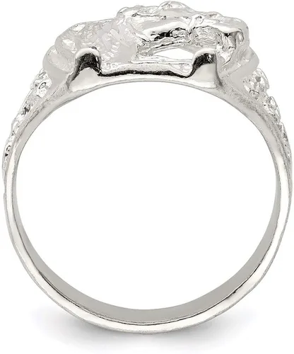 Miniatura 2 de Herradura de plata esterlina con anillo de cabeza de caballo estilo QR134-9, Metal, no conocido