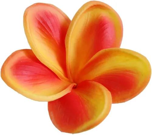 Miniatura 5 de 10 flores de plumeria artificiales de tacto real natural con tallos para fiestas temáticas hawaianas, un ramo de boda en la playa, decoración