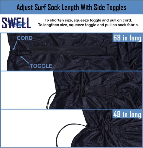 Miniatura 6 de SWELL Wakesurf - Calcetín de wakesurf de longitud ajustable con nariz acolchada y bolsillo, cubierta de wakeboard, talla única para todas las bolsas