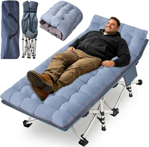 Miniatura 12 de Catre de camping con colchón, cómodo y resistente, soporta hasta 450 libras, catres para dormir, cama de campamento, catre plegable con bolsa