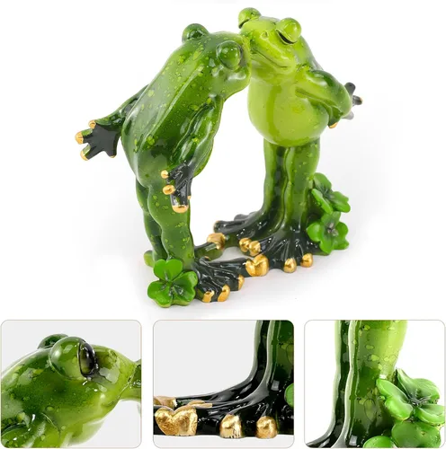 Miniatura 3 de Figuras de rana de 4.4 pulgadas, estatuas de rana de resina, adorable escultura de rana perfecta para decoración del hogar