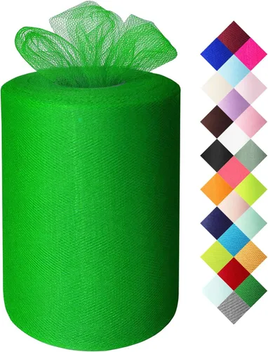Miniatura 19 de Rollo de tela de tul azul agua de 6 pulgadas x 300 pies (100 yardas), cinta de tul mate cinta de red malla carrete para DIY falda tutú lazo de boda