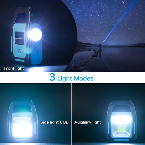 Miniatura 2 de 1 paquete 3 en 1 solar recargable USB más brillante COB LED linterna de camping, linterna de emergencia impermeable LED luz