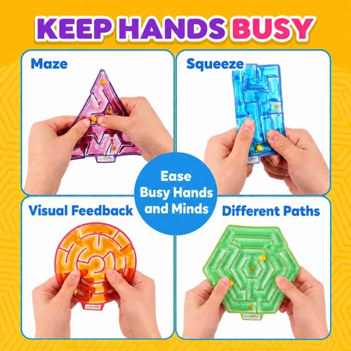 Miniatura 5 de Juguetes Esponjosos Sensoriales para Inquietos para Niños: Pack de 4 Juguetes Sensoriales Laberinto para Autismo - Juguetes para Inquietos con Goma