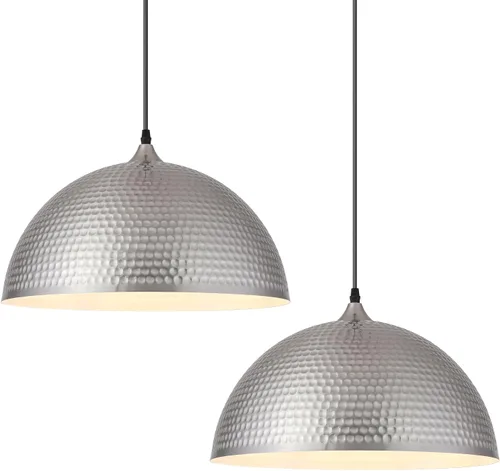 Miniatura 11 de Paquete de 2 luces colgantes doradas para isla de cocina, lámpara colgante de cúpula martillada de 12 pulgadas, luces colgantes de cocina de granja