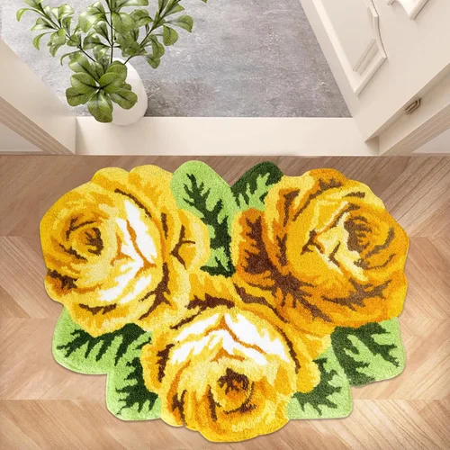 Miniatura 30 de USTIDE Bonita alfombra de baño de rosas para baño, alfombra de baño naranja de lujo, antideslizante, con forma de flor, alfombra de ducha de felpa