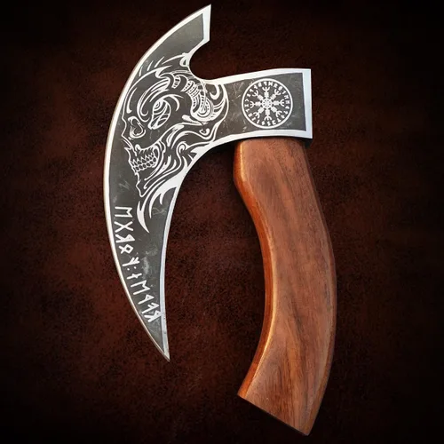 Miniatura 9 de Hacha vikinga forjada a mano de 19 pulgadas, eje de madera de rosa, hacha barbuda de acero al carbono grabada para acampar, regalo vikingo para HACA