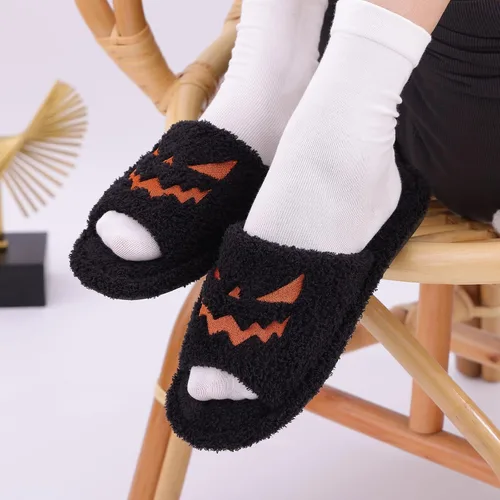 Miniatura 4 de shevalues Pantuflas de tela de rizo con punta abierta para mujer, pantuflas de espuma viscoelástica