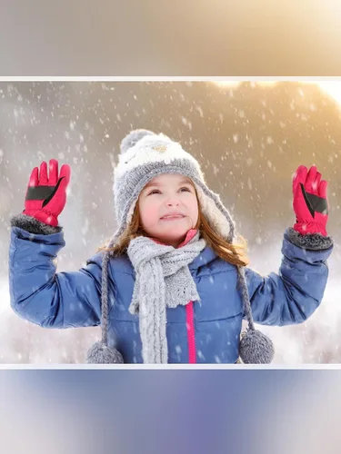 Miniatura 2 de SATINIOR 2 pares de guantes de nieve para niñas, guantes de esquí impermeables de invierno, guantes cálidos para niños