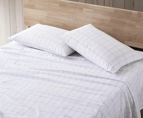 Miniatura 2 de Eddie Bauer - Sábanas tamaño King, juego de ropa de cama de percal de algodón, decoración del hogar crujiente y fresca (cuadros del norte gris, King)