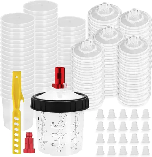 Miniatura 7 de DAXINYANG R500 Pistola rociadora LVLP con boquillas de 1.3/1.5/1.7/2.0mm, Válvula de control de flujo de aire y filtros de pintura, Pistolas
