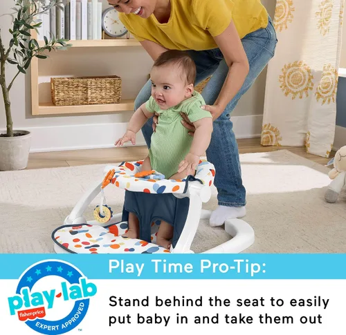 Miniatura 10 de Fisher-Price - Silla portátil para bebé, asiento para suelo Sit-Me-Up con Darling Dots, con mordedor y sonajero para recién nacidos libres de BPA