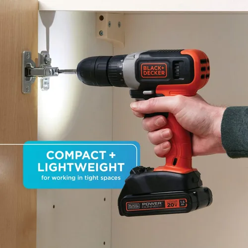 Miniatura 4 de BLACK+DECKER Kit de taladro inalámbrico de 20V MAX con batería, cargador, incluye broca de taladro de doble cara (BCD702C1)