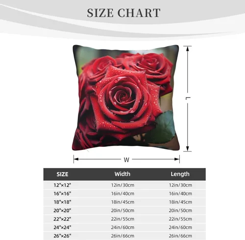 Miniatura 2 de Fundas de almohada cuadradas decorativas para sofá, hermosas fundas de almohada con rosas rojas, funda de cojín de doble cara para sala de estar
