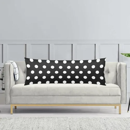 Miniatura 4 de Funda de almohada corporal de lunares en blanco y negro, funda de almohada larga abstracta con cremallera, funda de almohada decorativa suave
