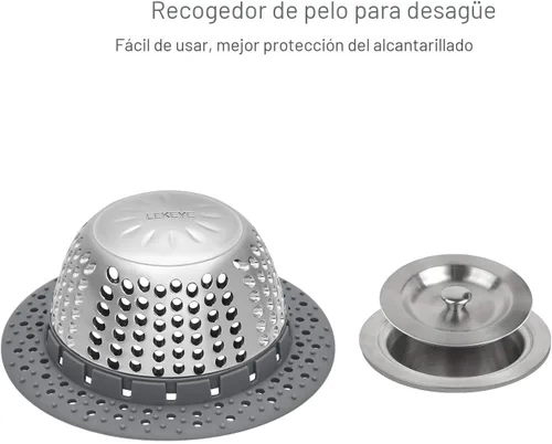 Miniatura 2 de LEKEYE - Captador de Pelo para Drenaje/Cubierta de Drenaje de Bañera/Protector de Drenajes de Palanca y Normales (Producto Patentado)