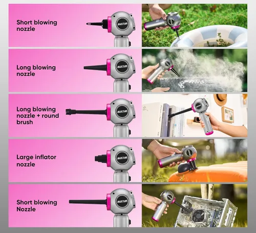 Miniatura 8 de Aspiradora de mano inalámbrica – 17500 PA fuerte succión recargable, 3 velocidades, ajustable, portátil, mini eliminador de polvo para pelo