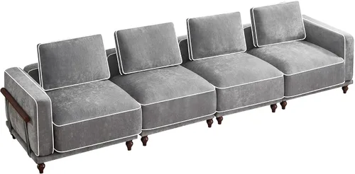 Miniatura 23 de Sofá biplaza modular de 80 pulgadas, sofá modular Cloud con reposabrazos y patas de madera, cómodo sofá tapizado de 2 plazas para sala de estar