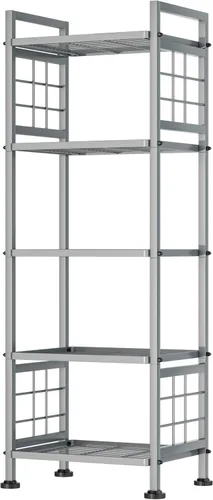 Miniatura 10 de GIOTORENT Estante de almacenamiento de pie de 6 hilos, estantería de metal, estante de despensa para lavandería, cocina, baño, organizador (plateado)