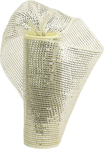 Miniatura 20 de HUIHUANG Cinta de malla decorativa de plata de 10 pulgadas de ancho deluxe, malla de plata blanca láser para Navidad, suministros para hacer Lámina