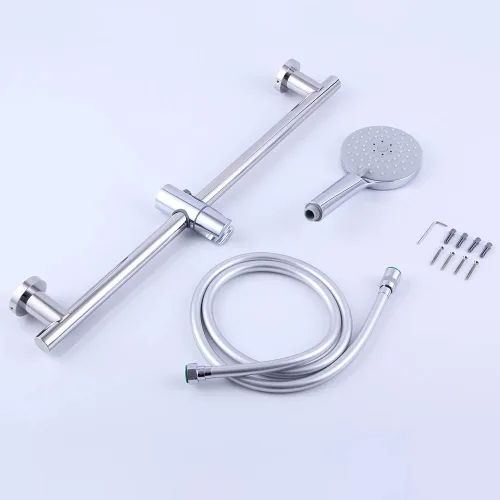 Miniatura 5 de Barra de diapositiva de ducha con tres funciones de masaje de mano cabezal de ducha ajustable SUS 304 acero inoxidable pulido D500011C Cromado