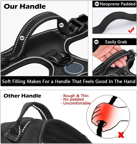 Miniatura 4 de Adjustable Reflective Nylon Dog Harness Vest No Pull Soft & Air-Permeable Pet Harness for Small & Large Dogs(Black,S)