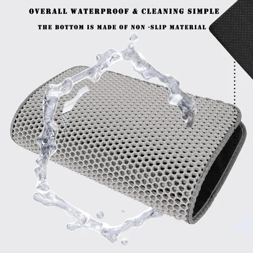 Miniatura 6 de HCY&WLD Tapete para arena de gatos, 45x26/35x24/30x22/24x18 pulgadas, tapete de doble capa para caja de arena de gatos, EVA antideslizante