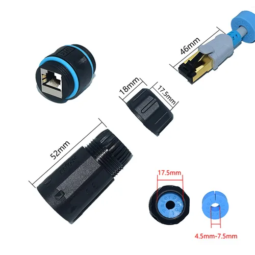 Miniatura 3 de 10 PCS Acopladores RJ45 Impermeables IP68, Acoplador Ethernet de Cobre Puro Blindado, Conector de Cable LAN Impermeable IP68 para Exteriores
