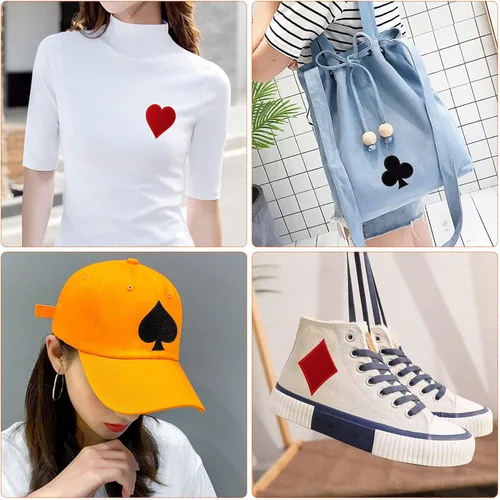Miniatura 2 de OIIKI 16 piezas de parches de cartas de juego, parches de póquer de espadas para planchar en la ropa, apliques bordados de juego de Las Vegas