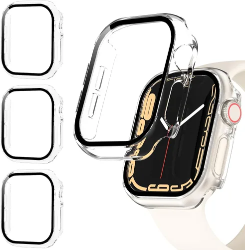 Miniatura 9 de Funda para Apple Watch Series 9, protector de pantalla de 1.614 pulgadas (1.614 in), serie 8 y 7, carcasa rígida de policarbonato duro de Negro
