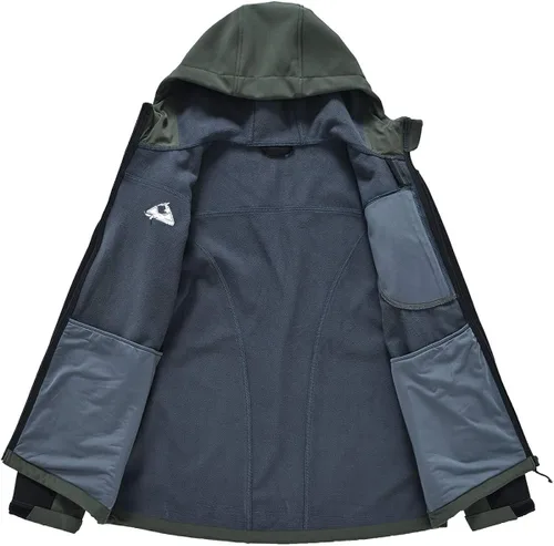 Miniatura 3 de Gopune Chaqueta de senderismo Softshell para hombre con forro polar impermeable ligera con capucha