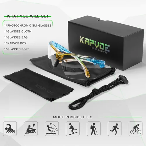 Miniatura 6 de KAPVOE Photochromic Sports Sunglasses for Men Women Cycling Sunglasses UV400 Protection MTB BMX Running Riding Bike K87 07