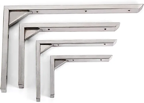 Miniatura 7 de Soportes triangulares de acero inoxidable para encimera de mármol grueso, 2 estilos, juego de 2 estantes de mesa de oficina resistentes para mesa