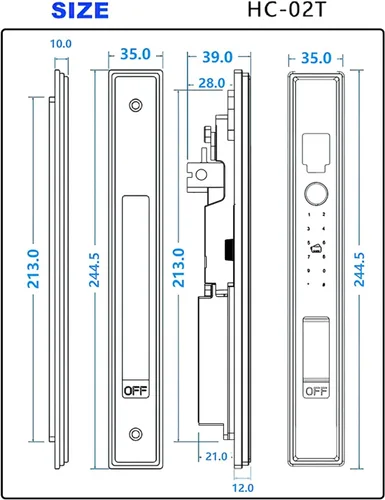 Miniatura 10 de WINFREE Cerradura inteligente para puertas correderas y ventanas Entrada 5 en 1: huella digital, contraseña, tarjeta, llave, aplicación Batería