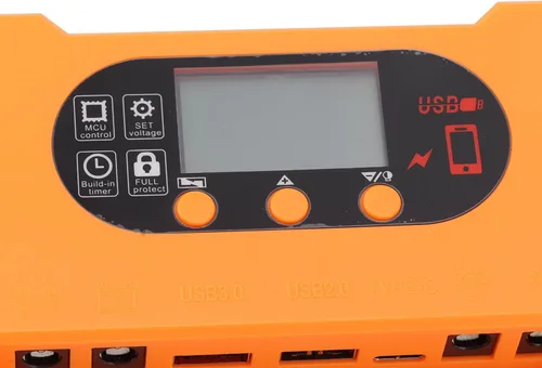 Miniatura 5 de Controlador de carga solar Dual USB tipo C de carga rápida Panel solar Regulador de batería Dc5521 Interfaz 12v/24v Adaptación automática (10A)