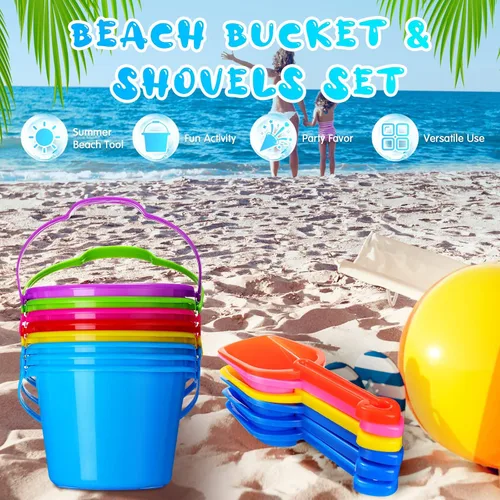 Miniatura 4 de Junkin 36 juegos de juguetes de arena de playa a granel, incluye pala de arena con cubo de 6.3 pulgadas, pala de playa, cubos de plástico y cubos