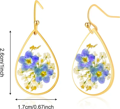 Miniatura 6 de Pendientes de flores prensadas hechos a mano para mujer