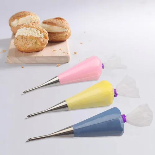 Miniatura 5 de 2 boquillas de acero inoxidable para glaseado en crema, punta de boquilla larga con 50 bolsas desechables para pastelería, kit de llenado