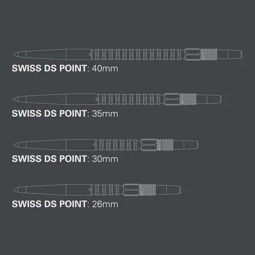 Miniatura 2 de TARGET Dardos Swiss Point DS Puntos de dardos (paquete de 3 puntas) – 1.024 in/1.181 in/1.378 in/1.575 in – Dorado/Plata/Negro SP – Cambio de punta