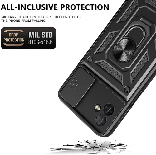 Miniatura 5 de Funda para teléfono Galaxy A06 4G: con protector de pantalla de 2 piezas, cubierta deslizante para cámara y soporte multiángulo para Samsung Galaxy