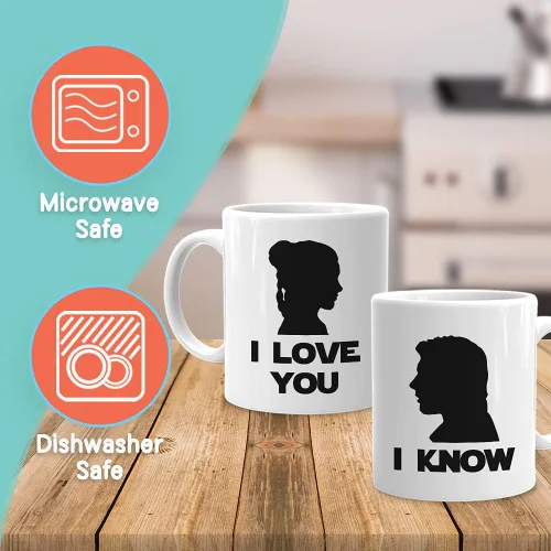 Miniatura 2 de Taza de café para parejas, 11 onzas, color blanco, I love you i know Relationship Lovers Partner