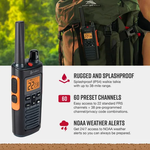 Miniatura 3 de Cobra RX680 Paquete de 2 Walkie Talkies y Auriculares de Vigilancia Compatibles Cobra GA-SV01 2P: Radios Bidireccionales Rugosas y Resistente a