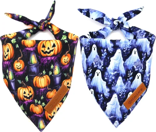 Miniatura 8 de Realeaf Bandanas para perros del 4 de julio, 2 unidades, bufanda reversible con bandera estadounidense para niños y niñas, tela duradera de primera