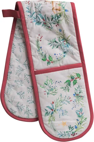 Maison d' Hermine Guantes dobles para horno (7 x 35 pulgadas), 100 % algodón, resistentes al calor, guantes de cocina con lazo para decoración de