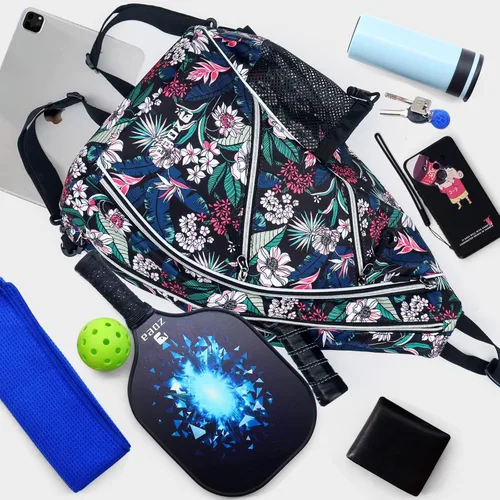 Miniatura 3 de ZOEA Bolsa de pickleball, bolsa deportiva de pickleball para mujeres y hombres, mochila de pickleball ajustable con gancho para cerca, soporte