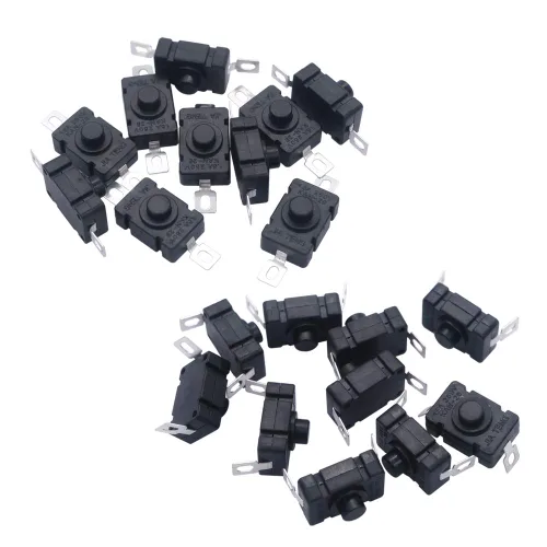 Miniatura 3 de mxuteuk 20 piezas de pestillo mini interruptor de encendido y apagado automático interruptor de botón micro 1.5A CA 250V para tipo linterna SMD
